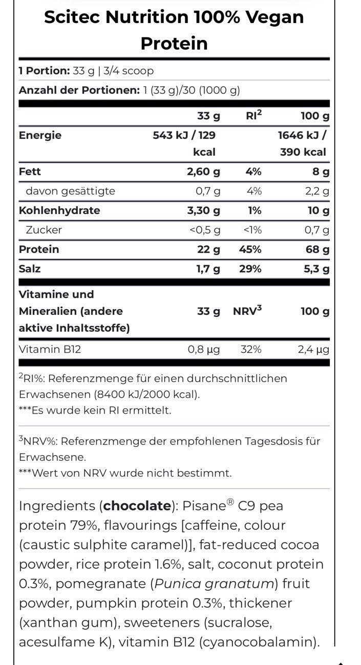 VEGAN | Protein 100% Vegan Whey 1KG Natural Scitec Nutrition Mit FREE Handtraine NirooX Nutrition.