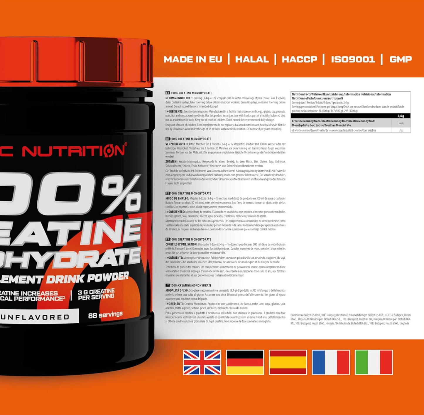 Kreatin |Creatin 100 % monohydrat Scitec Nutrition 300 Gramm 88 Serving NirooX Nutrition.