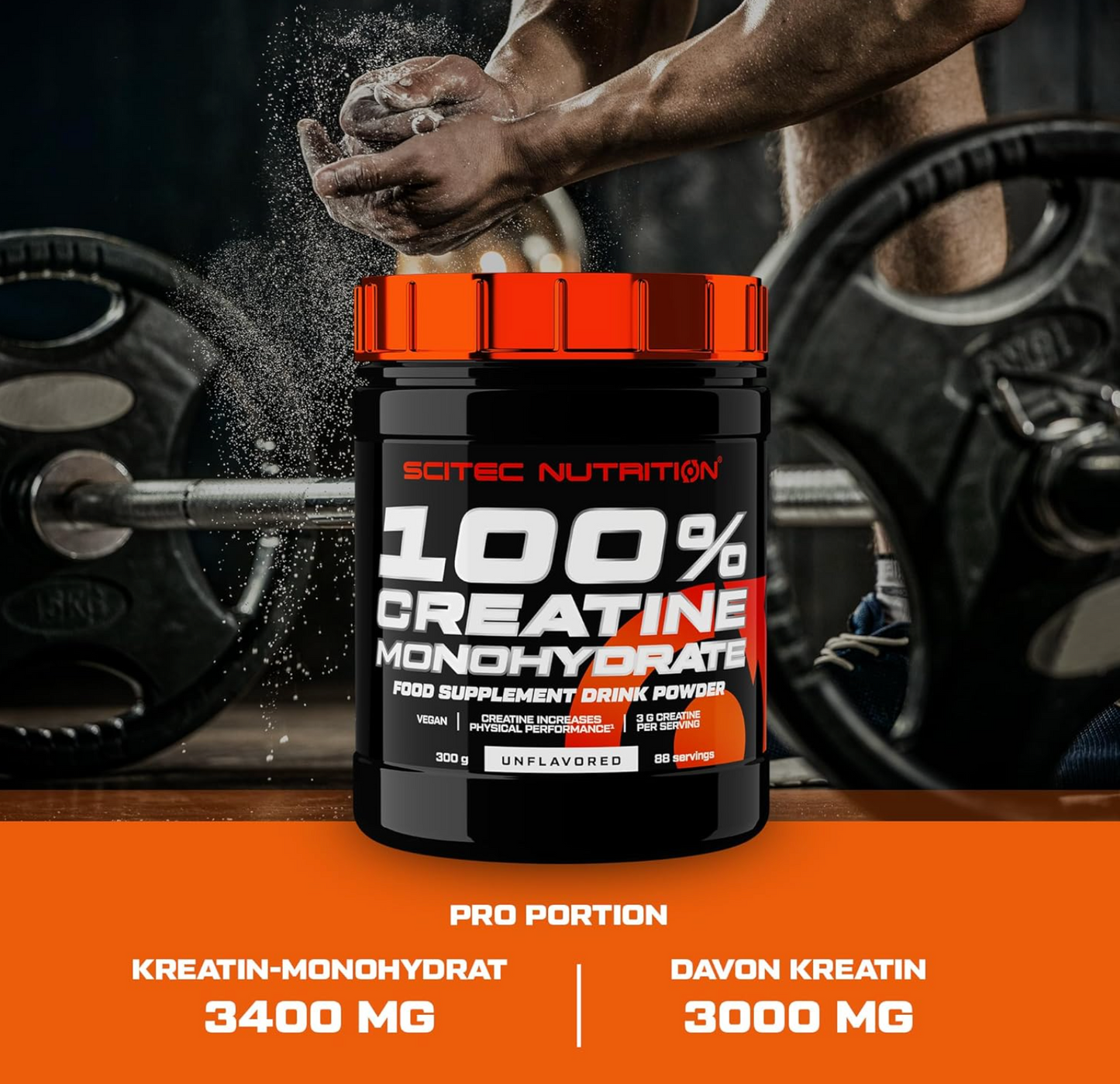 Kreatin |Creatin 100 % monohydrat Scitec Nutrition 300 Gramm 88 Serving NirooX Nutrition.