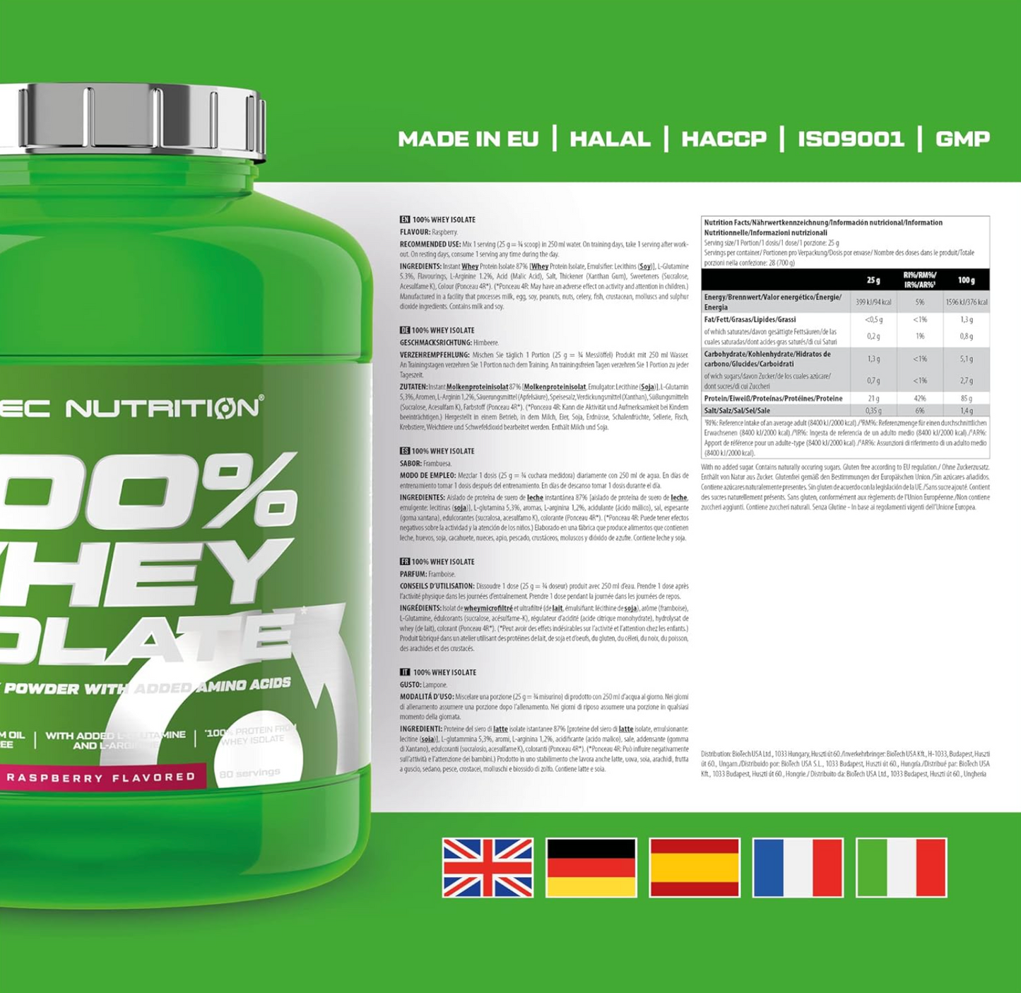 Scitec 100% Whey Isolate 1816gDose Eiweiß Protein +Creatine 300 gr + Bonus NirooX Nutrition.