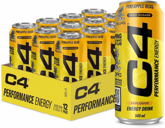 C4 Cellucor Energy Drink – 12× 500ml Dosen, Zuckerfrei, mit Koffein & Beta-Alanin