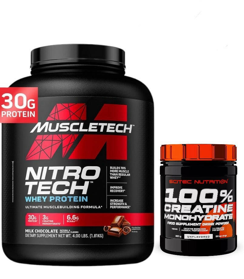 MuscleTech Nitro-Tech Whey Protein – 1,8kg + Scitec Creatine 300g NirooX Nutrition.