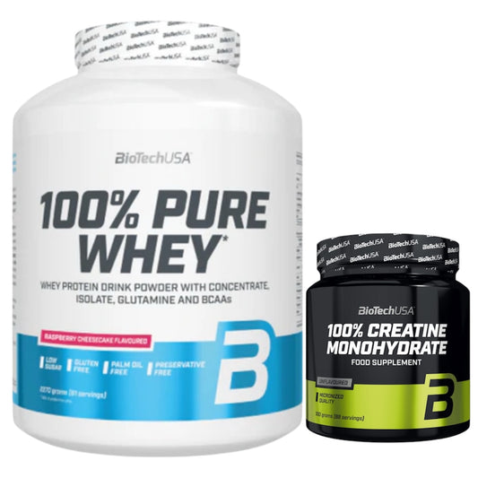 Biotech USA 100% Pure Whey 2270g + 100 % Creatine Monohydrate 300 gr  + Bonus