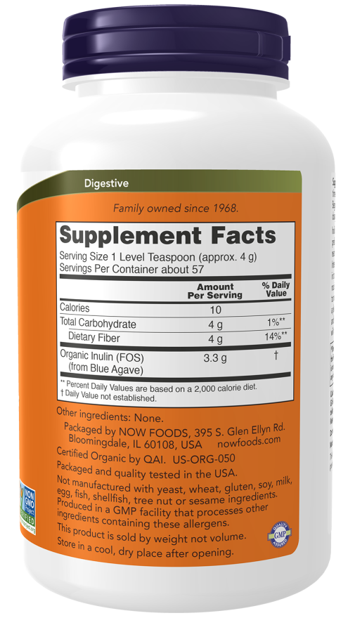 NOW FOODS, INULIN Pulver, Inulin, Niedriger glykämischer, 227g. SUPER PREIS