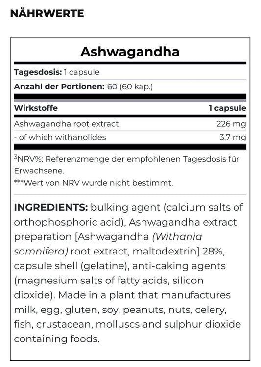 ashwagandha kapseln60 Kapseln Sceitec Nutrition 