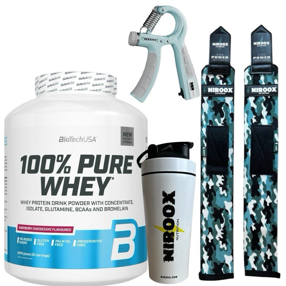 Biotech USA 100% Pure Whey 2270g Glutenfrei Fettabbau + Bonus NirooX Nutrition.
