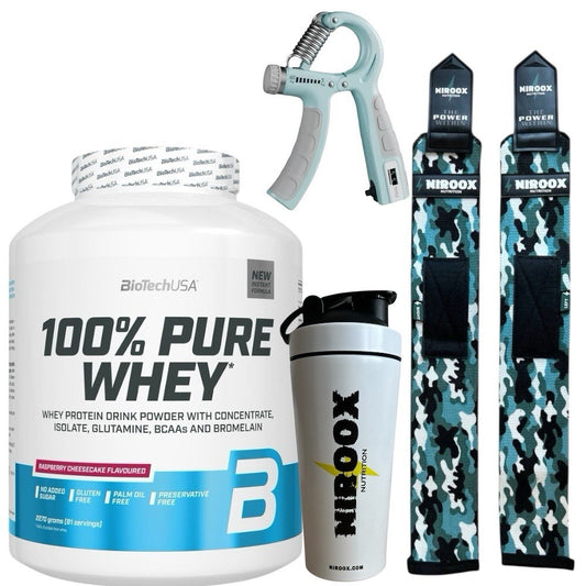 Biotech USA 100% Pure Whey 2270g Glutenfrei Fettabbau + Bonus NirooX Nutrition.