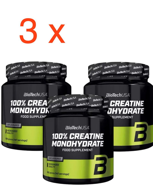 3 x Kreatin | Creatine BiotechUSA 100% Kreatin Monohydrat 500g