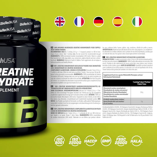 BioTechUSA 100% Micronized Creatine Monohydrate – 300 g / 500 g + Bonus