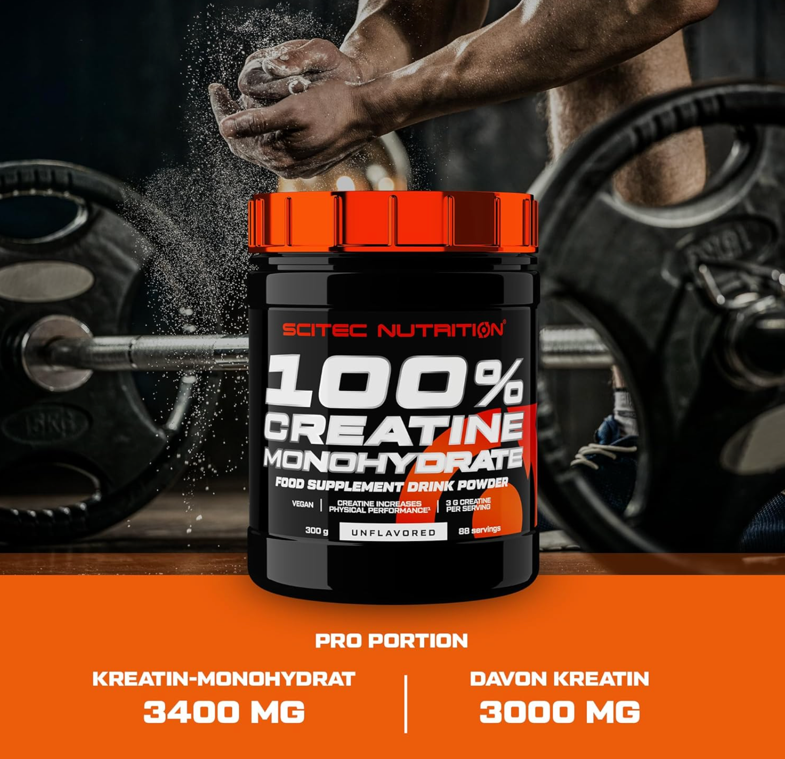 Kreatin |Creatin 100 % monohydrat Scitec Nutrition 300 Gramm 88 Serving NirooX Nutrition.