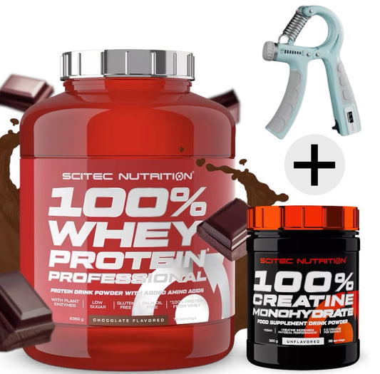 Protein 100% Whey 2350g  Scitec Nutrition Schokolade + Creatine 300 g + Bonus